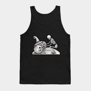 Fancy skull and pumpkin halloween. Tank Top